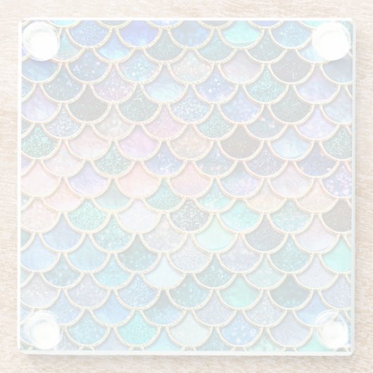 Aqua Roze Zeemeermin Glitter Scales- Zeemeermin Glazen Onderzetter (Achterkant)