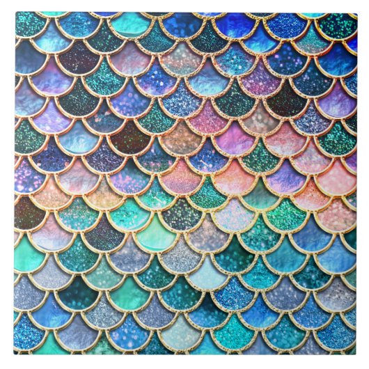 Aqua Roze Zeemeermin Glitter Scales- Zeemeermin Tegeltje (Voorkant)