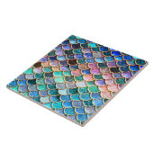 Aqua Roze Zeemeermin Glitter Scales- Zeemeermin Tegeltje (Zijkant)