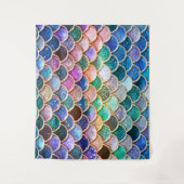 Aqua Roze Zeemeermin Glitter Scales- Zeemeermin Wandkleed (Voorkant)