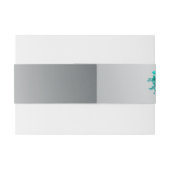 Aqua Rozen en Elegant Zilveren Bloemen Bruiloft Uitnodigingen Wikkel (Achterkant Voorbeeld)