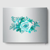 Aqua Rozen en Silver Wedding Guestbook Gastenboek (Achterkant)
