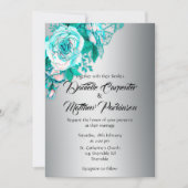 Aqua Rozen en Silver Wedding Kaart (Voorkant)