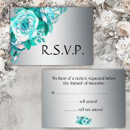 Aqua Rozen en Silver Wedding RSVP