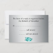Aqua Rozen en Silver Wedding RSVP (Achterkant)