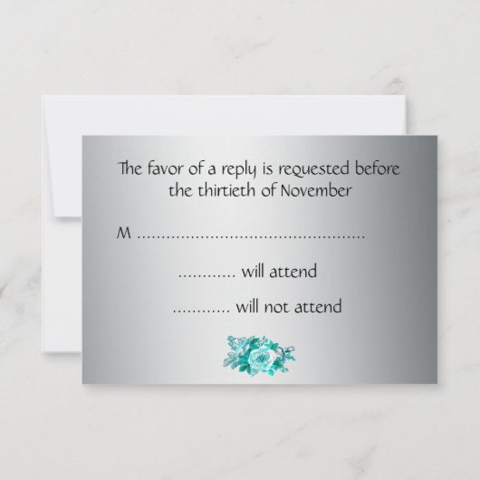 Aqua Rozen en Silver Wedding RSVP (Achterkant)