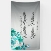 Aqua Rozen en Silver Wedding Spandoek (Verticaal)