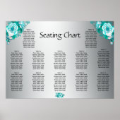 Aqua Rozen en Zilverweddenschappen Poster (Voorkant)