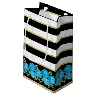 Aqua Rozen op Zwarte, Witte, Gouden Cadeautas