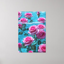 Aqua rozen Stretched Canvas