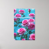 Aqua rozen Stretched Canvas Afdruk (Voorkant)