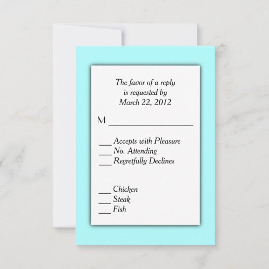 Aqua RSVP met menukeuze (Voorkant)