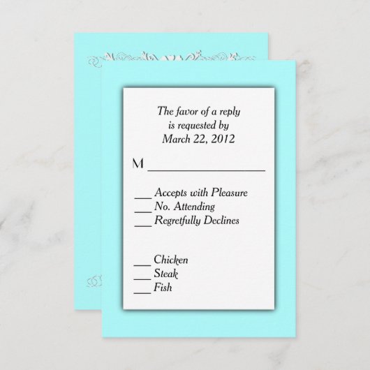 Aqua RSVP met menukeuze (Voorkant / Achterkant)