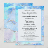 *~* AQUA RSVP Website AGATE Sterren AR13 Huwelijk Kaart (Voorkant / Achterkant)