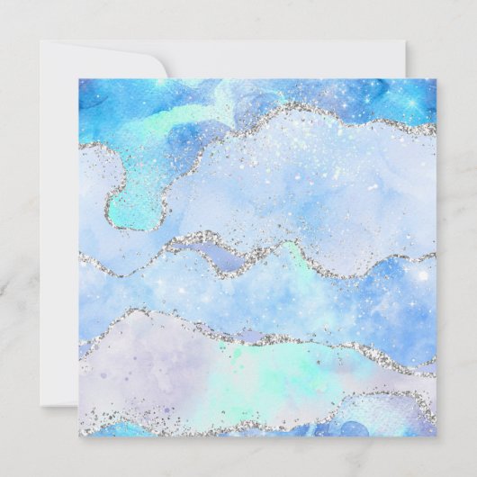 *~* AQUA RSVP website sterren AR13 AGATE bruiloft Kaart (Achterkant)