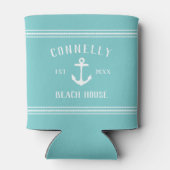 Aqua Rustic Anchor Personalized Beach House Blikjeskoeler (Achterkant)