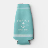 Aqua Rustic Anchor Personalized Beach House Flesjeskoeler (Voorkant)