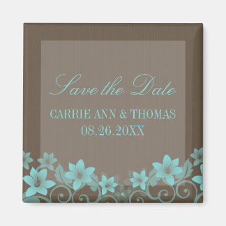 Aqua Rustic Floral sparen de Magnet van de Datum