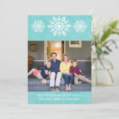 Aqua Rustic Snowflake Holiday Foto Feestdagenkaart (Staand voorkant)