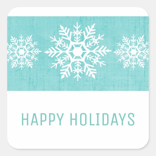 Aqua Rustic Snowflake Holiday Vierkante Sticker (Voorkant)