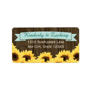 AQUA RUSTIC SUNFLOWER RETOURADRES LABEL