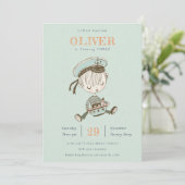 Aqua Sailor Nautical Any Age Birthday Invite Bedankkaart (Staand voorkant)
