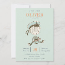 Aqua Sailor Nautical Any Age Birthday Invite