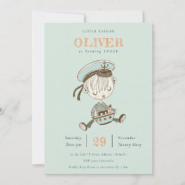 Aqua Sailor Nautical Any Age Birthday Invite Bedankkaart