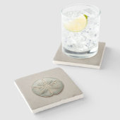 Aqua Sand Dollar Coastal Stenen Onderzetter (Zijkant)