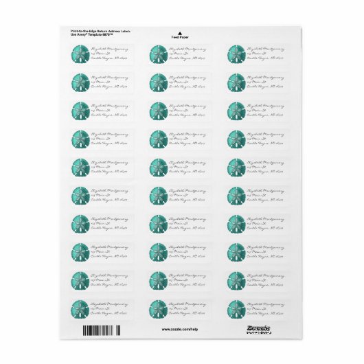 Aqua Sand Dollar Labels (Full Sheet)