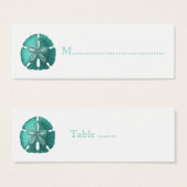 Aqua Sand Dollar Reception Table Seating Kaarten Mini Visitekaartjes (Voorkant /achterkant)
