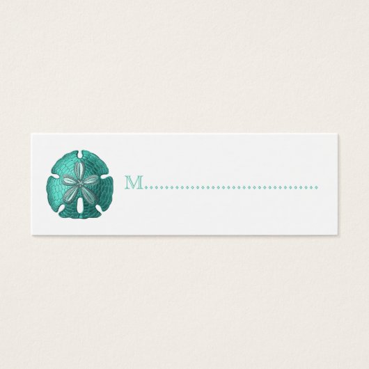 Aqua Sand Dollar Reception Table Seating Kaarten Mini Visitekaartjes (Voorkant)