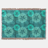 Aqua Sand Dollars Seashells Pattern on Dark Green Deken (Voorkant)