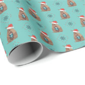Aqua Santa Armadillo met Gift Sneeuwvlok Patroon Cadeaupapier (Rol Hoek)