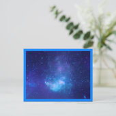 Aqua Sapphire Celestial Galaxy Blue Border Foto Briefkaart (Staand voorkant)