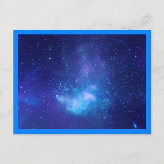 Aqua Sapphire Celestial Galaxy Blue Border Foto Briefkaart (Voorkant)