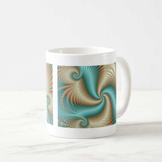 Aqua Satin - Fractal Koffiemok (Voorkant rechts)