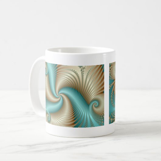 Aqua Satin - Fractal Koffiemok (Voorkant links)
