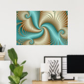 Aqua Satin - Fractal Poster (Thuiskantoor)