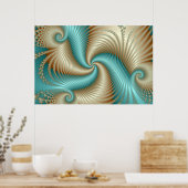 Aqua Satin - Fractal Poster (Keuken)