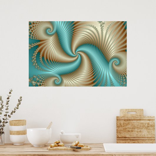 Aqua Satin - Fractal Poster (Keuken)