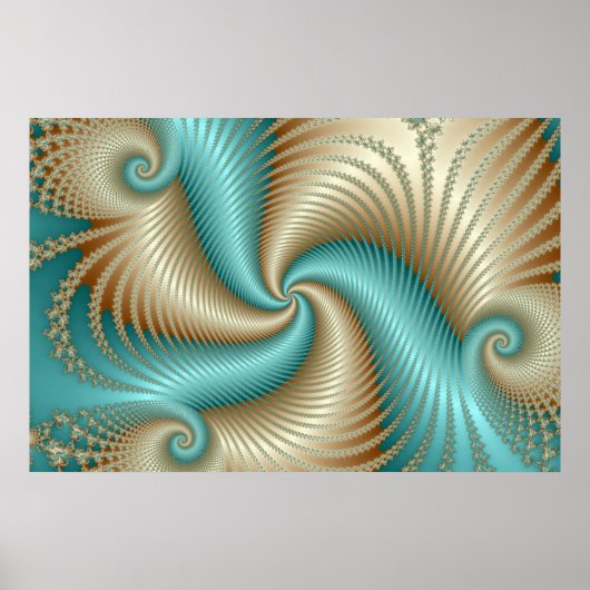 Aqua Satin - Fractal Poster (Voorkant)