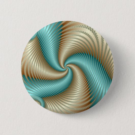 Aqua Satin - Fractal Ronde Button 5,7 Cm (Voorkant)