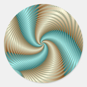 Aqua Satin - Fractal Ronde Sticker