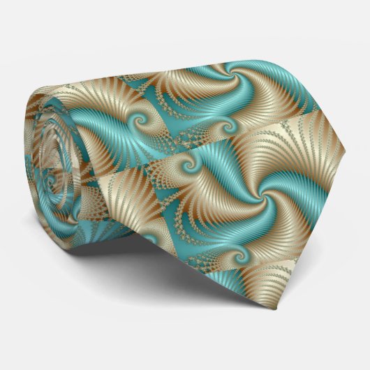 Aqua Satin - Fractal Stropdas (Opgerold)