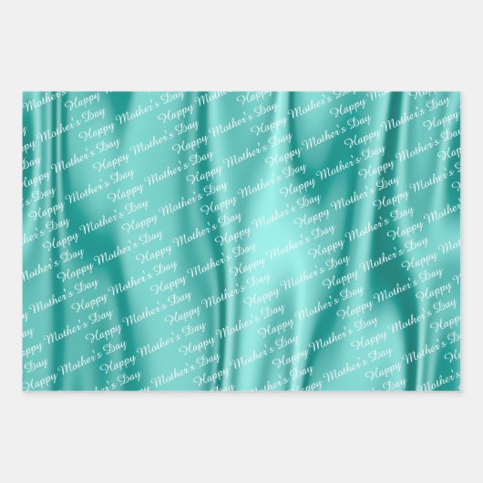 Aqua Satin - Happy Moederdag - Tekstpatroon Inpakpapier Vel (Voorkant 2)