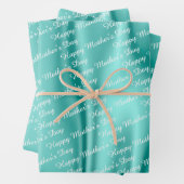 Aqua Satin - Happy Moederdag - Tekstpatroon Inpakpapier Vel (In situ)
