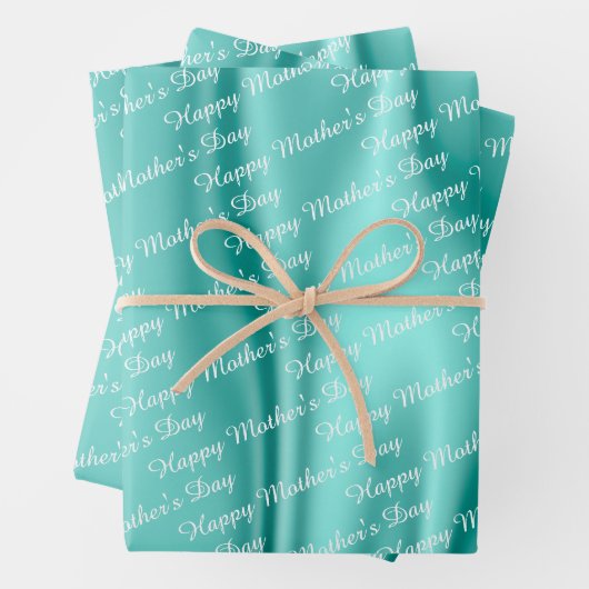 Aqua Satin - Happy Moederdag - Tekstpatroon Inpakpapier Vel (In situ)