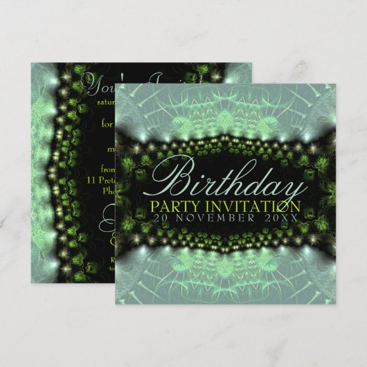 Aqua Satin Lace Birthday + all Event Party Invitat Kaart (Voorkant / Achterkant)