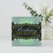 Aqua Satin Lace Birthday + all Event Party Invitat Kaart (Staand voorkant)